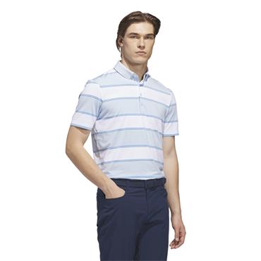 adidas Gents Ultimate365+ Jumbo Stripe CLIMACOOL Polo Shirt Crystal Sky - White