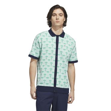 adidas Golf Originals Gents Knit Polo Shirt Chalk White - Clear Mint