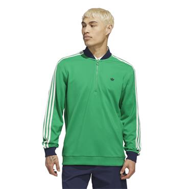 adidas Golf Originals Gents 3-Stripes ¼ Zip Sweatshirt Green - Night Indigo
