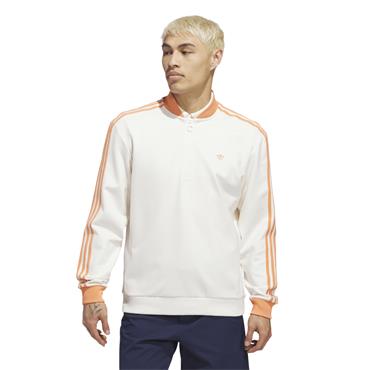 Gents 3-Stripes ¼ Zip Sweatshirt Chalk White - Dusky Orange