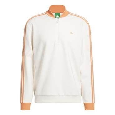Gents 3-Stripes ¼ Zip Sweatshirt Chalk White - Dusky Orange