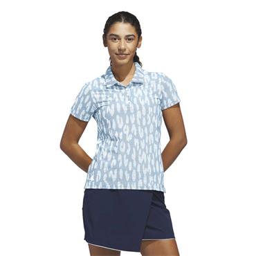 adidas Ladies Ultimate 365 Jacquard Climacool Short Sleeve Polo Shirt Crystal Sky