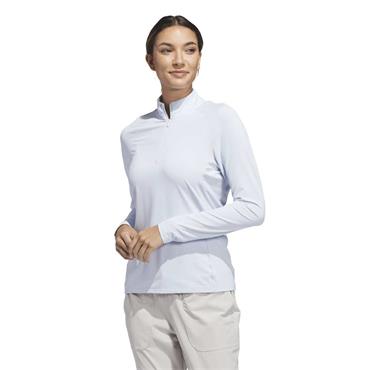 adidas Ladies Ultimate 365 Solid 1/4 Zip Mock Neck Polo Shirt Crystal Sky