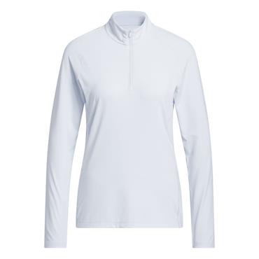 adidas Ladies Ultimate 365 Solid 1/4 Zip Mock Neck Polo Shirt Crystal Sky