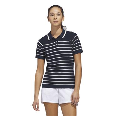 adidas Ladies Ultimate 365 Short Sleeve Stripe Knit Polo Shirt Collegiate Navy