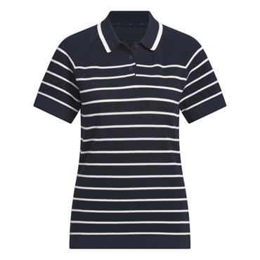 adidas Ladies Ultimate 365 Short Sleeve Stripe Knit Polo Shirt Collegiate Navy