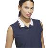 adidas Ladies Beyond The Course Twistknit Sleeveless Polo Shirt Collegiate Navy - Dusky Orange