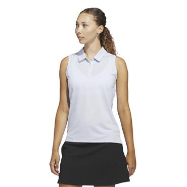 adidas Ladies Ottoman Solid Sleeveless Polo Shirt Crystal Sky