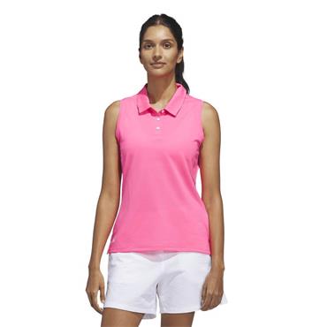 adidas Ladies Ottoman Solid Sleeveless Polo Shirt Lucid Pink