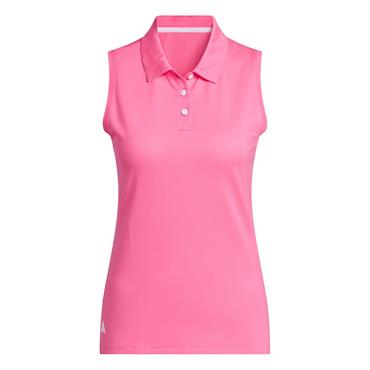 adidas Ladies Ottoman Solid Sleeveless Polo Shirt Lucid Pink