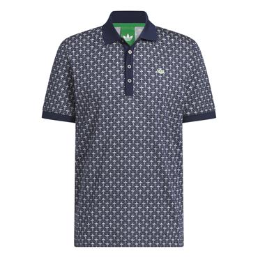 adidas Golf Originals Gents All Over Trefoil Polo Shirt Night Indigo - Chalk White