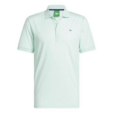 adidas Golf Originals Gents All Over Trefoil Polo Shirt Clear Mint - Chalk White