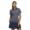Ladies  All Over Trefoil Polo Shirt Night Indigo - Chalk White