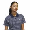 Ladies  All Over Trefoil Polo Shirt Night Indigo - Chalk White