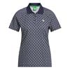 Ladies  All Over Trefoil Polo Shirt Night Indigo - Chalk White