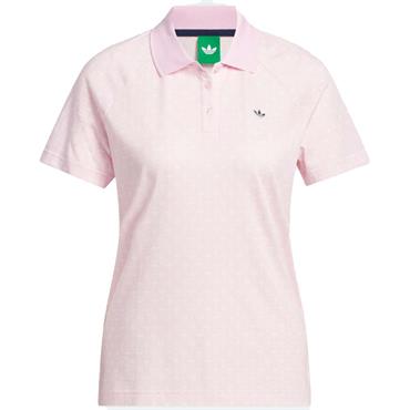 adidas Ladies  All Over Trefoil Polo Originals Clear Pink - Chalk White