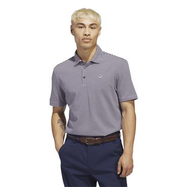 adidas Golf Originals Gents Stripe Pique Polo Shirt Clear Pink - Night Indigo