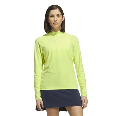 adidas Ladies Ultimate365 Solid  1/4 Zip Polo Shirt Frozen Lemon