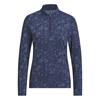 adidas Ladies Ultimate365 Cool Printed 1/4 Zip Mock Neck Top Collegiate Navy