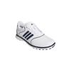 adidas Ladies Alphaflex Zoysia Spikeless Golf Shoes White - Collegiate Navy - Silver Met