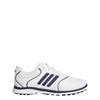 adidas Ladies Alphaflex Zoysia Spikeless Golf Shoes White - Collegiate Navy - Silver Met
