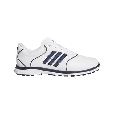 adidas Ladies Alphaflex Zoysia Spikeless Golf Shoes White - Collegiate Navy - Silver Met