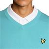 Lyle & Scott Gents Cotton Blend V-Neck Pullover Jet Aquamarine Blue (661)
