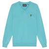 Lyle & Scott Gents Cotton Blend V-Neck Pullover Jet Aquamarine Blue (661)