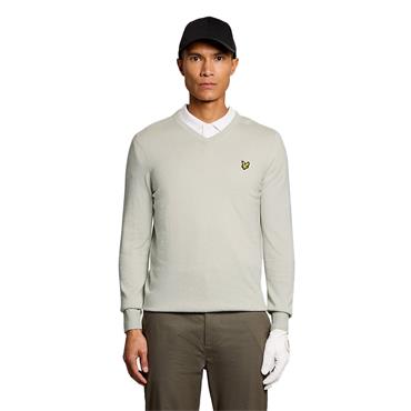 Lyle & Scott Gents Cotton Blend V-Neck Pullover Cloud (W351)