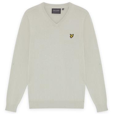 Lyle & Scott Gents Cotton Blend V-Neck Pullover Cloud (W351)