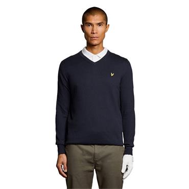 Lyle & Scott Gents Cotton Blend V-Neck Pullover Dark Navy (Z271)