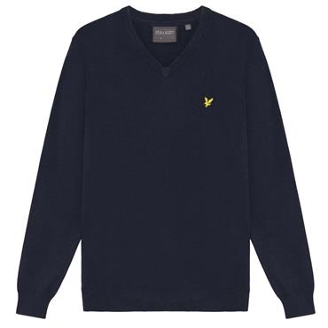 Lyle & Scott Gents Cotton Blend V-Neck Pullover Dark Navy (Z271)