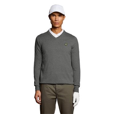 Lyle & Scott Gents Cotton Blend V-Neck Pullover Grey Marl (T28)