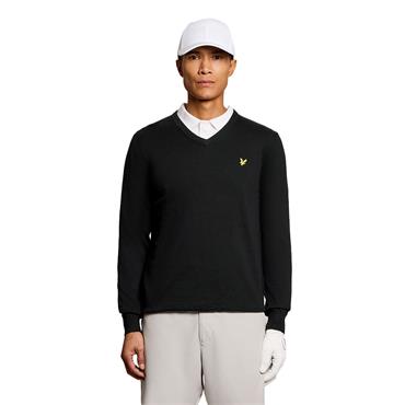 Lyle & Scott Gents Cotton Blend V-Neck Pullover Jet Black (Z865)