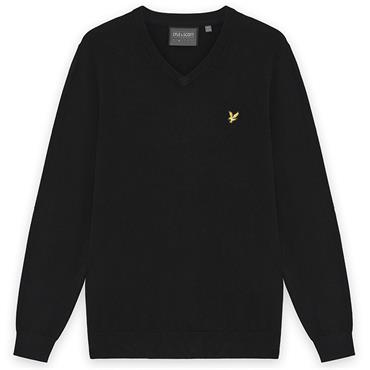 Lyle & Scott Gents Cotton Blend V-Neck Pullover Jet Black (Z865)