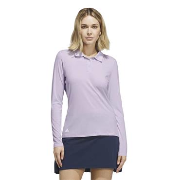 adidas Ladies Performance Solid Long Sleeve Polo Shirt Frozen Purple