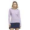adidas Ladies Performance Solid Long Sleeve Polo Shirt Frozen Purple