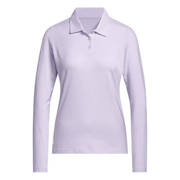 adidas Ladies Performance Solid Long Sleeve Polo Shirt Frozen Purple
