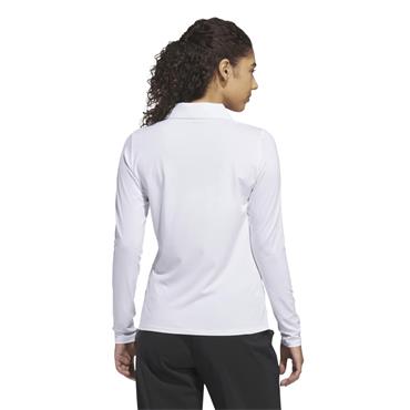 adidas Ladies Performance Solid Long Sleeve Polo Shirt White