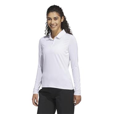 adidas Ladies Performance Solid Long Sleeve Polo Shirt White
