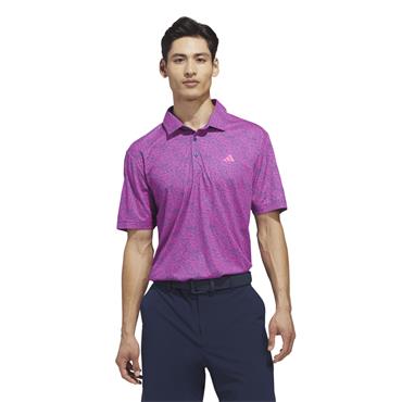adidas Gents Ultimate365 Feather Print Polo Shirt Lucid Pink - Dusty Petrol