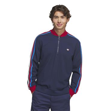 adidas Gents Originals 3 Stripe 1/4  Zip Sweatshirt Victory Red