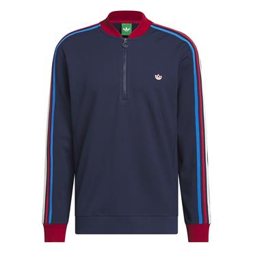 adidas Gents Originals 3 Stripe 1/4  Zip Sweatshirt Victory Red