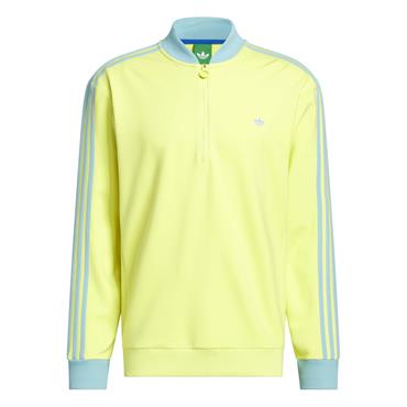 adidas Gents Originals 3 Stripe 1/4  Zip Sweatshirt Pure Lemon