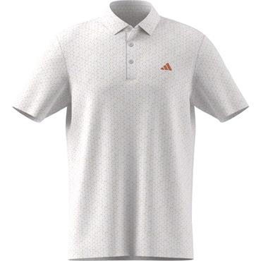 adidas Gents Ultimate365 Mesh Print CLIMACOOL Polo Shirt White - Dusky Orange
