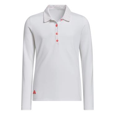 adidas Girls Climacool Long Sleeve Polo Shirt White