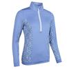 Glenmuir Ladies Carina Zip Neck Shaped Panel Performance Midlayer Light Blue Flowers