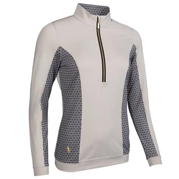 Glenmuir Ladies Carina Zip Neck Shaped Panel Performance Midlayer Linen Mosaic