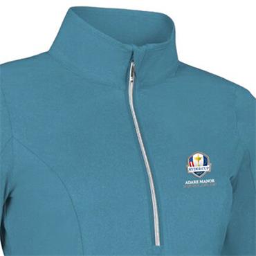 Glenmuir Ladies Carina Official Ryder Cup 2027 Zip Neck Panel Performance Midlayer Lagoon Marl