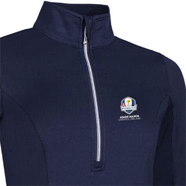 Glenmuir Ladies Carina Official Ryder Cup 2027 Zip Neck Panel Performance Midlayer Navy